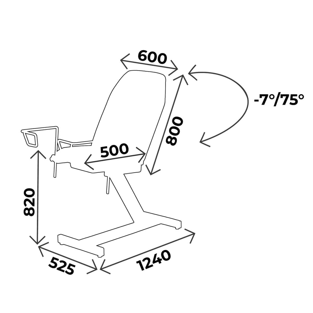 Gynaecological chair 2 sections, with stirrups